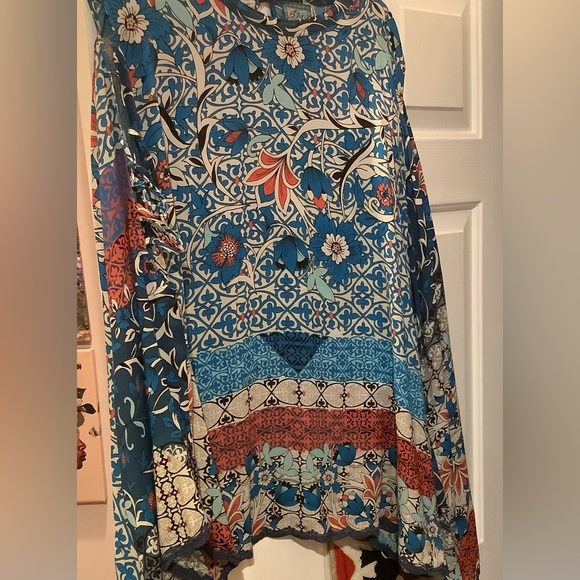 Johnny Was Blue Bondi Long Sleeve Top With Lace Trim, Size 2X. - Picture 14 of 15